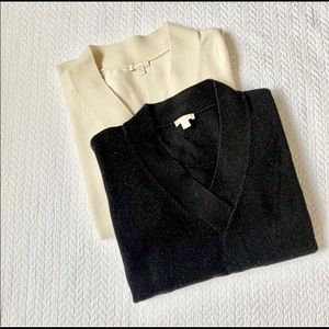 Gap | Black and White Merino V-Neck Sweaters
